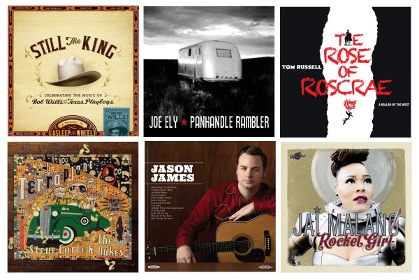 Portadas de los álbumes de Asleep At The Wheel, Joe Ely, Tom Russell, Steve Earle, Jason James y Jai Malano